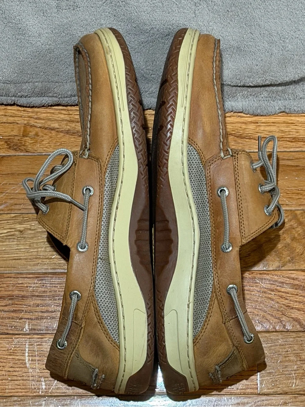 Sperry Top-Sider Men’s 14 M Brown Leather Boat Shoes Lace Up Casual Deck Preppy
